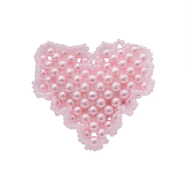 Heart Cushion Beads Ring (Pink)