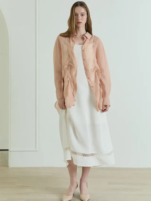 Dreamy Organza String Shirts_Peach