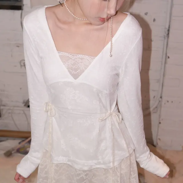 Lace patchwork top (Vintage white)