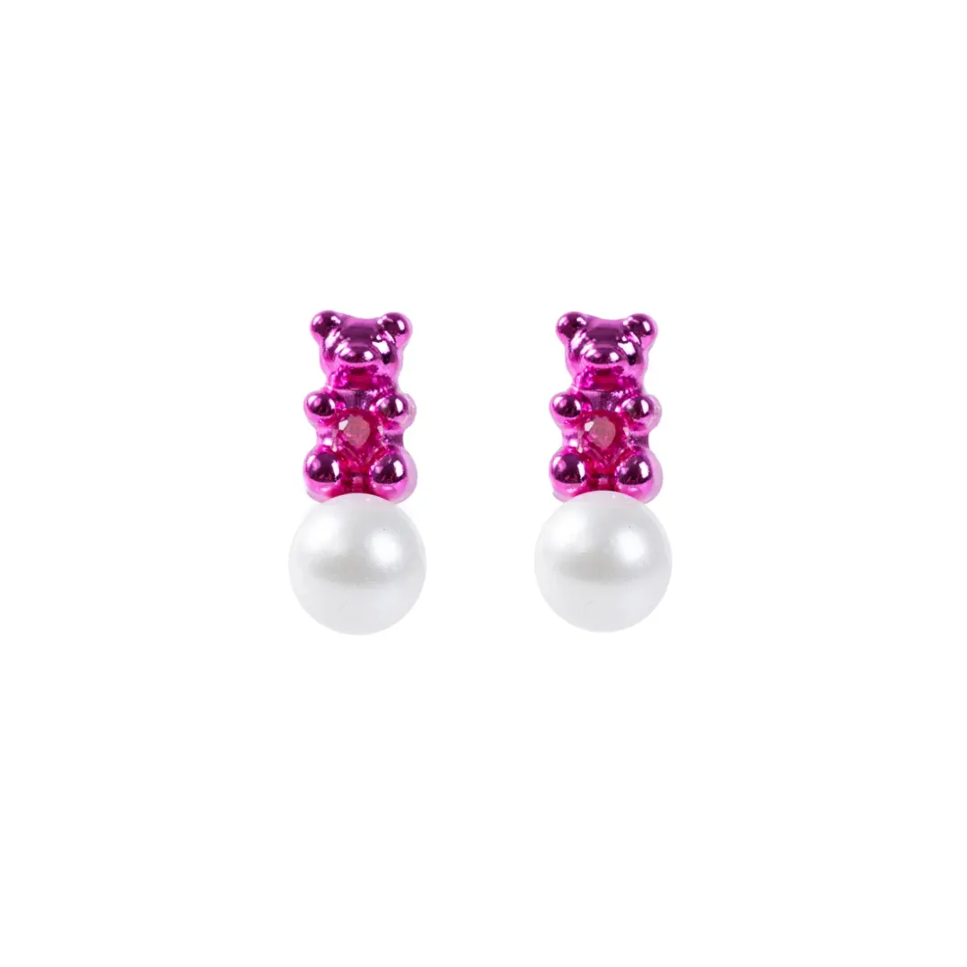 Petit Bear Pearl Earrings_Pink