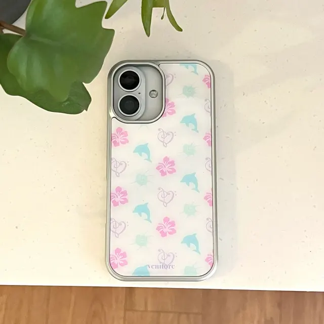[Glossy Glass Silver Bumper Case] Sea Breeze Pattern - Color