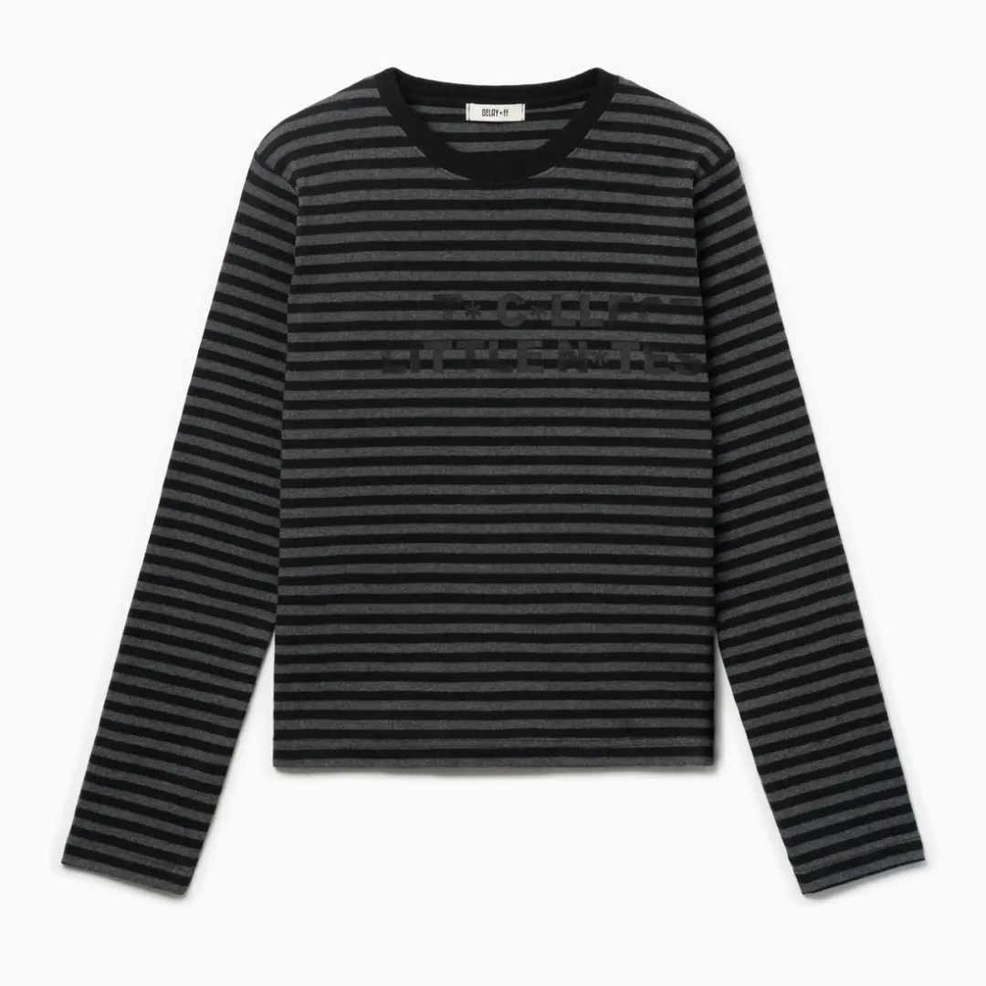 NOTE COLLECTOR STRIPE LONG SLEEVE T-SHIRT BLACK