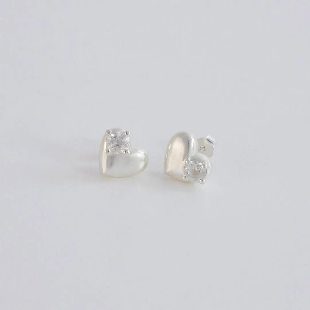 Half Heart Stone Earrings