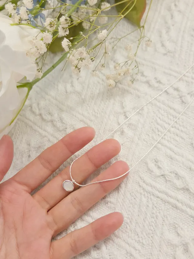 [Silver925] Pure white round necklace