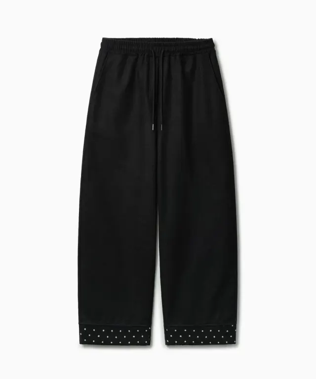 DOT POINT WIDE WOOL BANDING PANTS BLACK