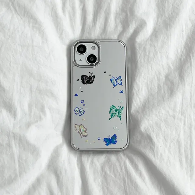 Butterfly Drawing Mirror Case  • Mirror Silver Bumper Case