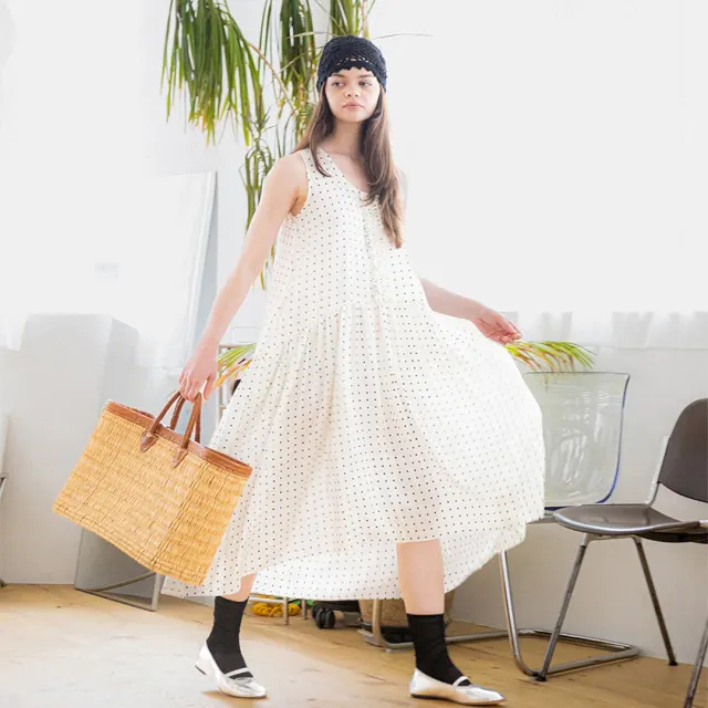 Dot Frill Dress_cream