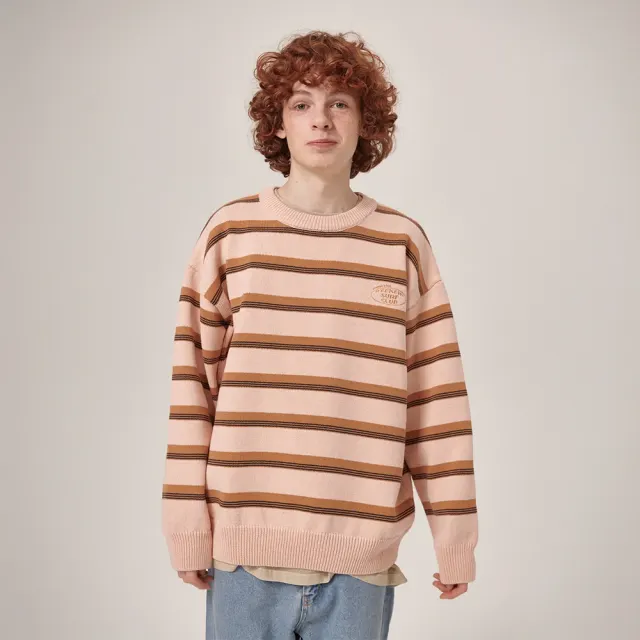 Aav Stripe Vintage Cotton Round Knit Beige