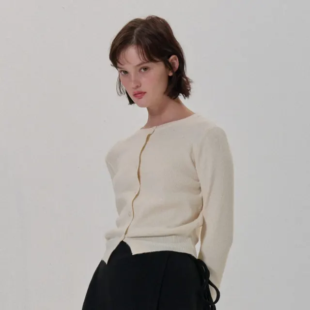 ROUND BASIC CARDIGAN IVORY