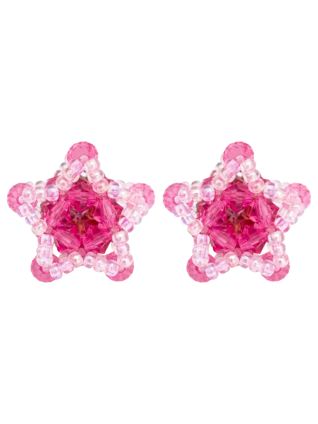 Star Beads Earrings (Pink)
