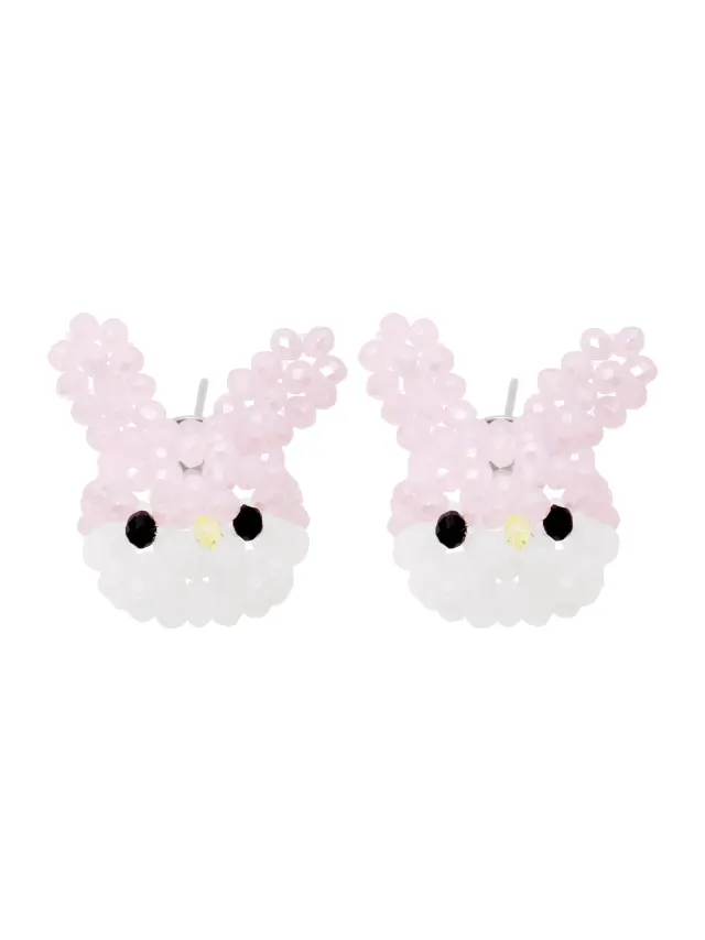 Rabbit Beads Earrings (Baby Pink)