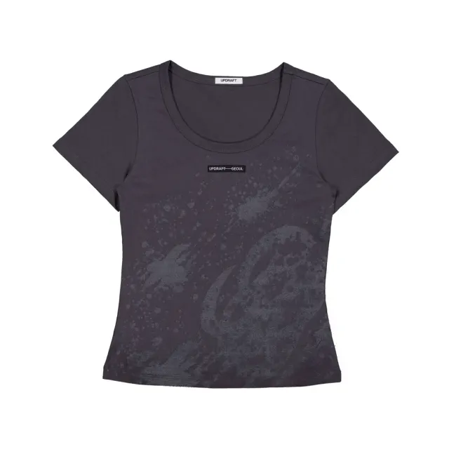 [UPDRAFT] PRINT COTTON CROP T-SHIRT GRAY
