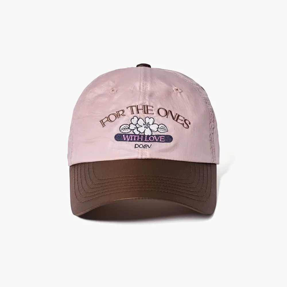 Flower Shirring Ball Cap - Pink/Brown