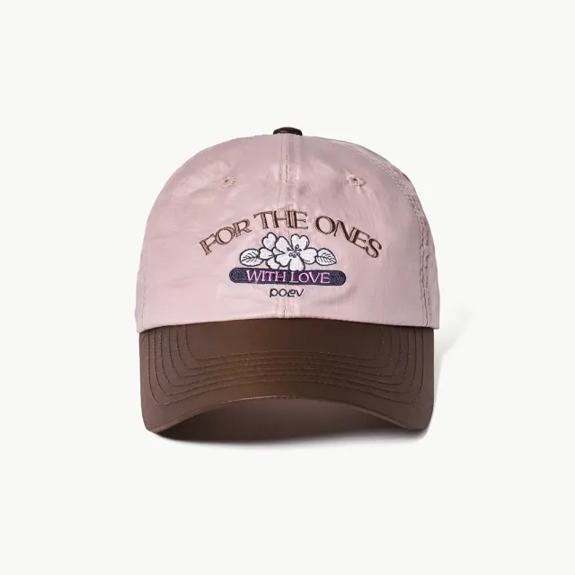 Flower Shirring Ball Cap - Pink/Brown