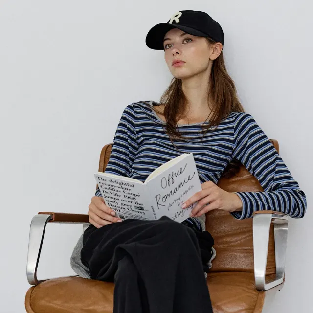 ストライプロングスリーブTシャツ - Navy
