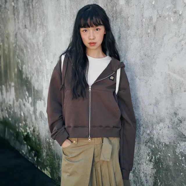 Onda Hooded Zip Up Brown