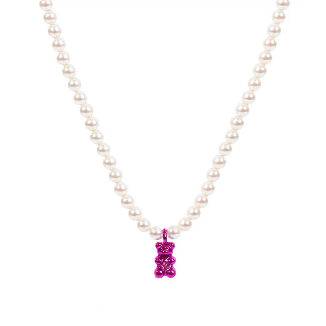 Petit Bear Pearl Necklace_Pink
