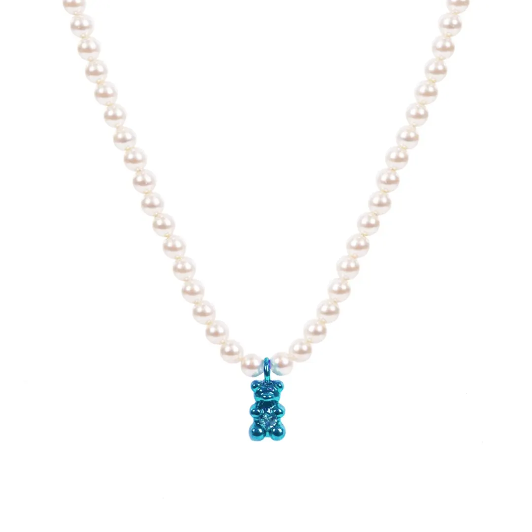 Petit Bear Pearl Necklace_Blue