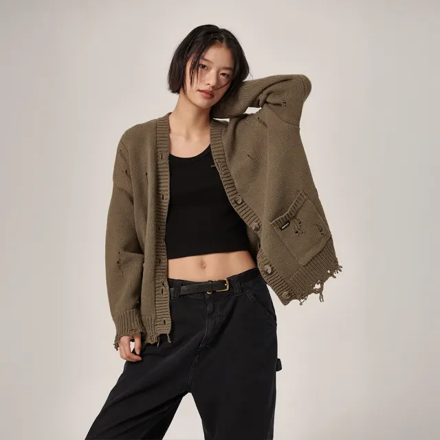 Xaos Vintage Cotton Cardigan Khaki