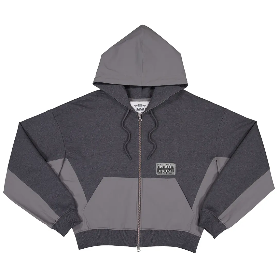 [UPDRAFT] NYLON MIXED COTTON ZIP-UP GRAY