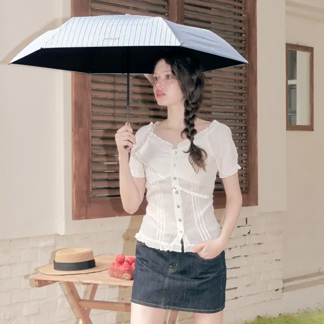 [セット/UVカット] Sunshine Farmhouse 3-Folding Parasol + Body Strap