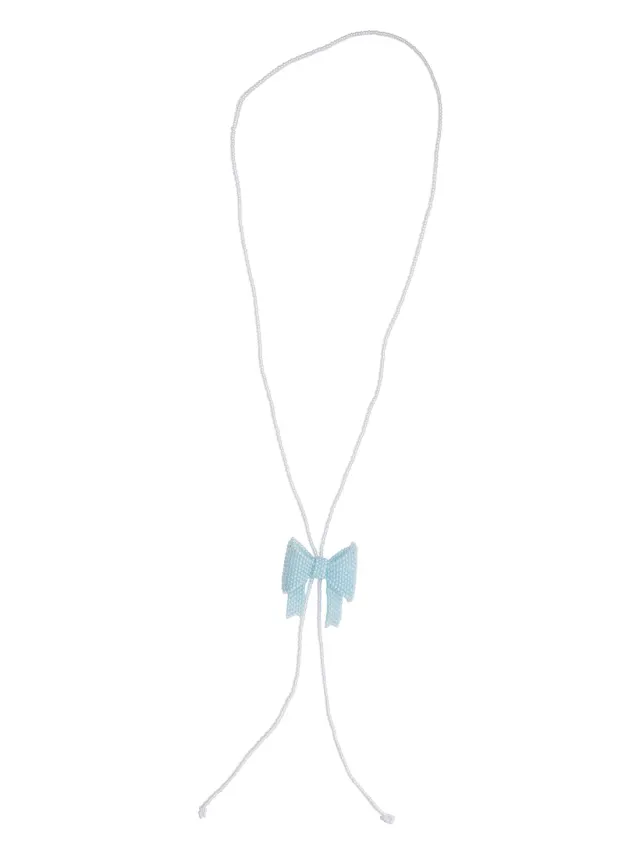 Iconic Ribbon Beaded Necklace (Sky Blue)