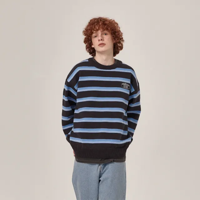 Aav Stripe Vintage Cotton Round Knit Navy