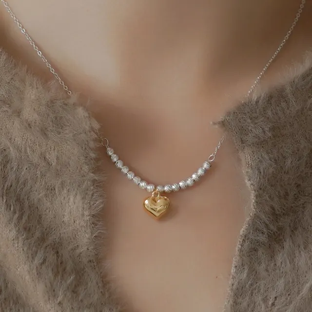 [Silver925] Angers two-tone heart necklace