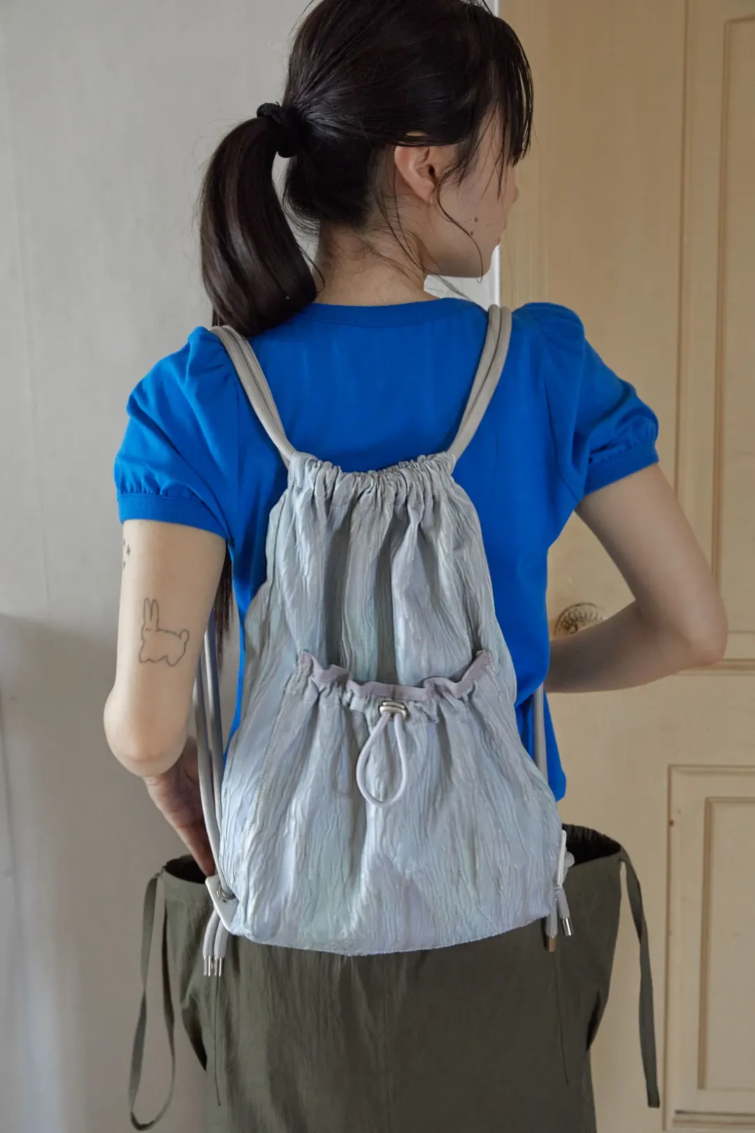 Wave string bag - Blueish gray