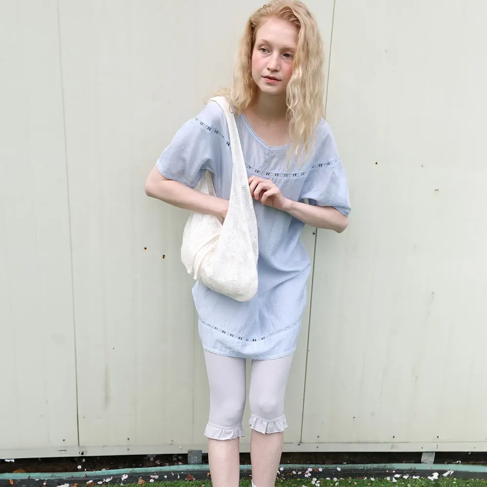 Balloon Sleeve Lace Dress - Sky Blue