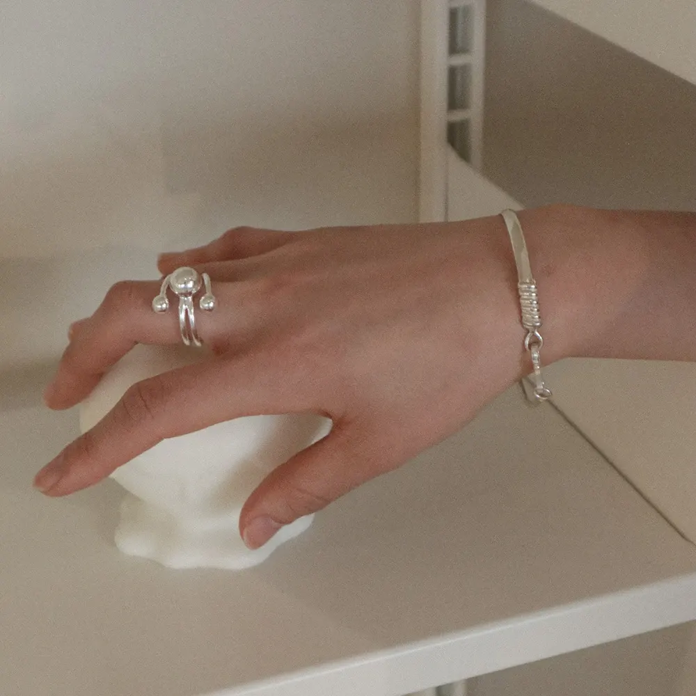 Layered Ball Open Ring