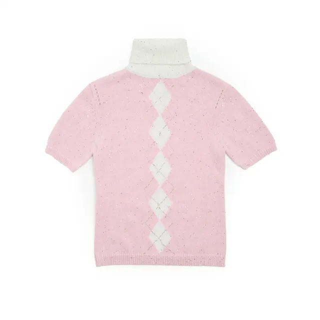Agyle Short Sleeve Turtleneck Knit (Baby Pink)