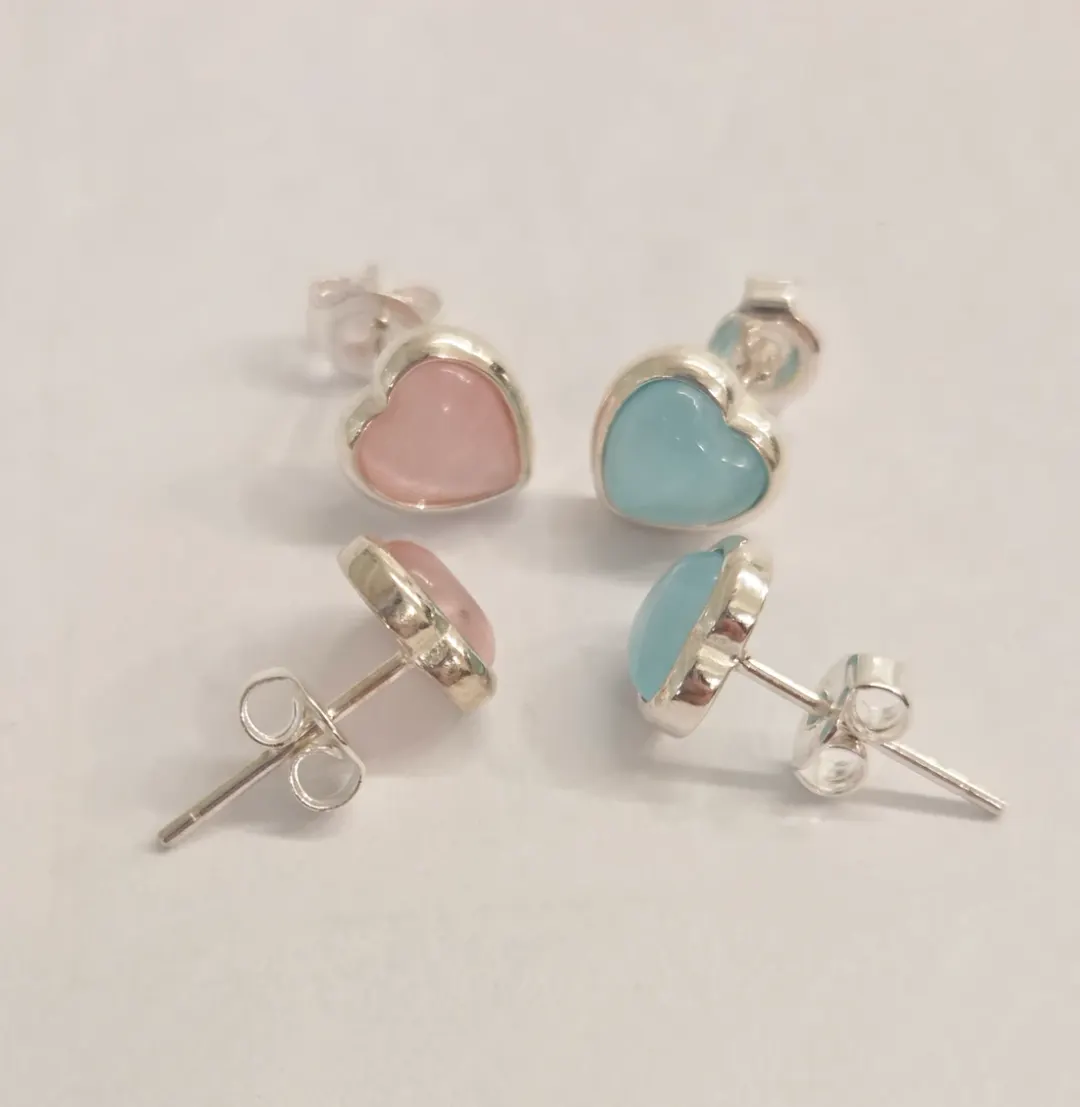 [Silver925] Silky pastel heart earrings