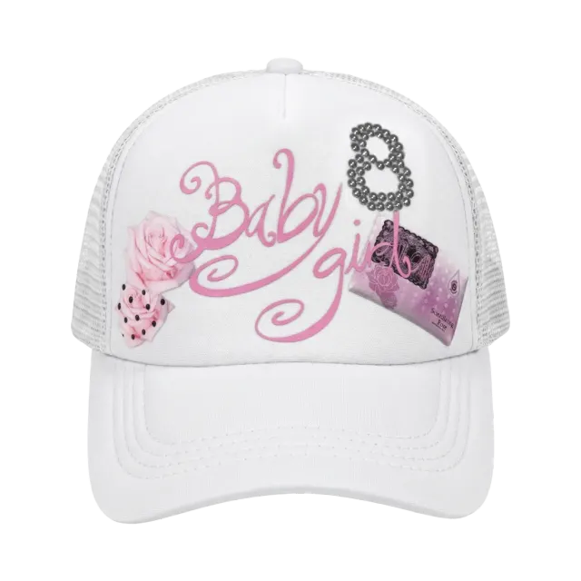 baby girl 8 cap white