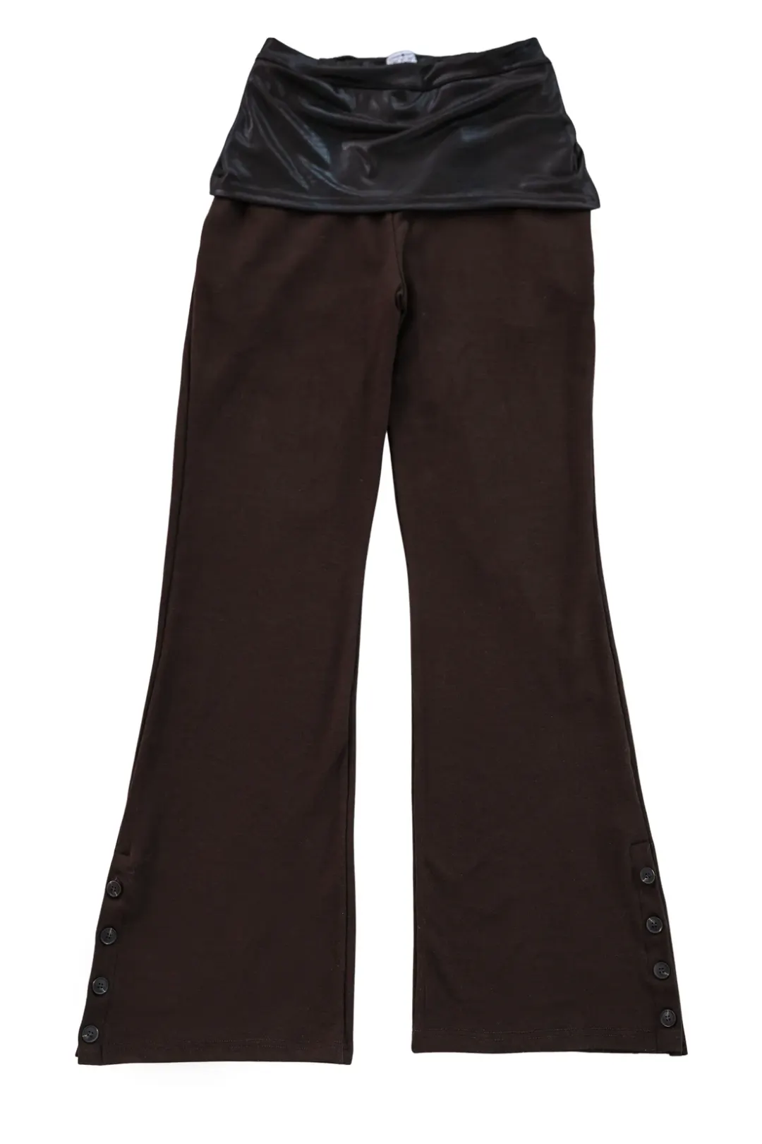 [ID] Layered Leather Bootcut Pants (Brown)