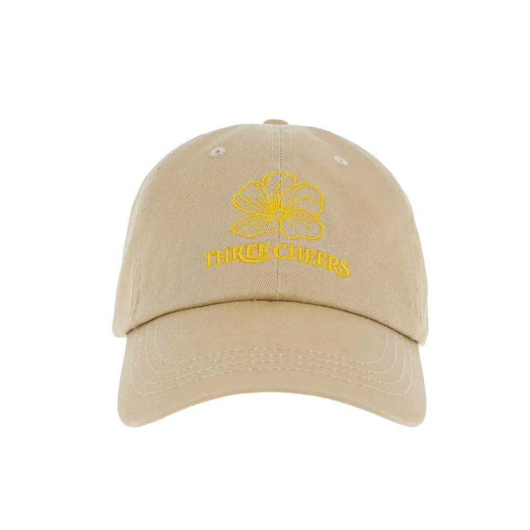 THREECHEERS FLOWER LOGO BALLCAP BEIGE