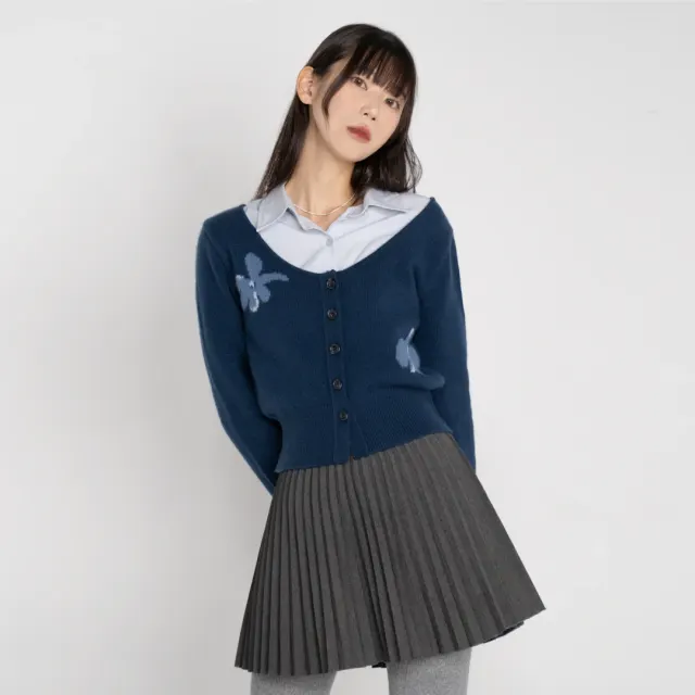 Wool cashmere blended Nancho cardigan(Navy)