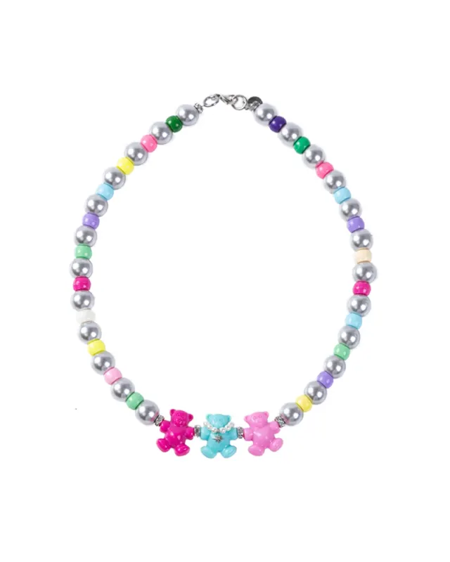 Dancing Bear Grey Pearl Necklace