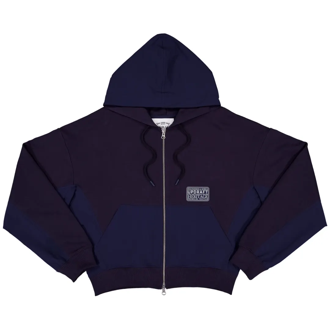 [UPDRAFT] NYLON MIXED COTTON ZIP-UP NAVY