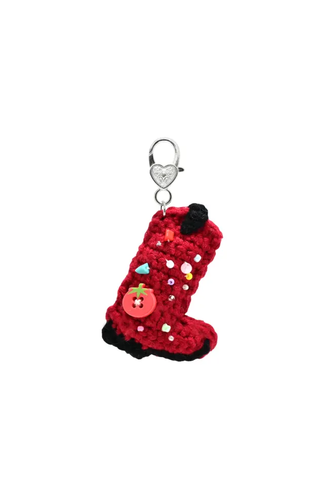 Western Cowboy Boots Key Ring - Tomato Red