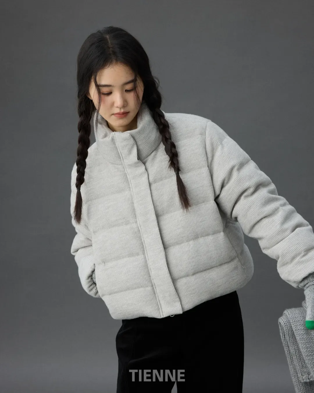 Cloud corduroy Duck Down Jumper - Light Gray