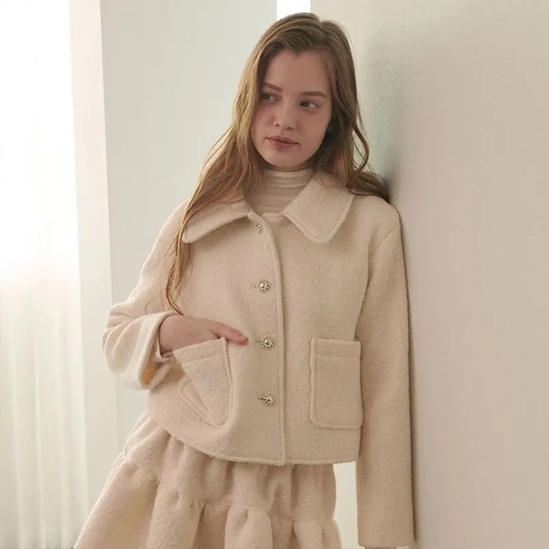 Cozy Wool Crop Jacket - Ivory