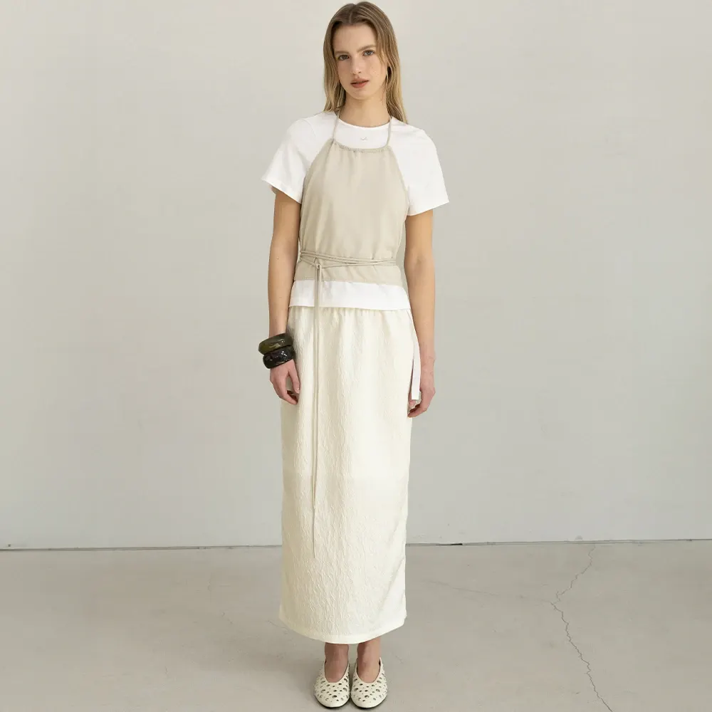 Rose Jacquard Long Skirt - Ivory