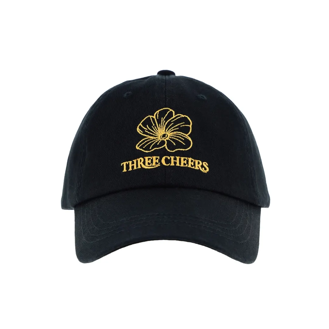 THREECHEERS FLOWER LOGO BALLCAP BLACK
