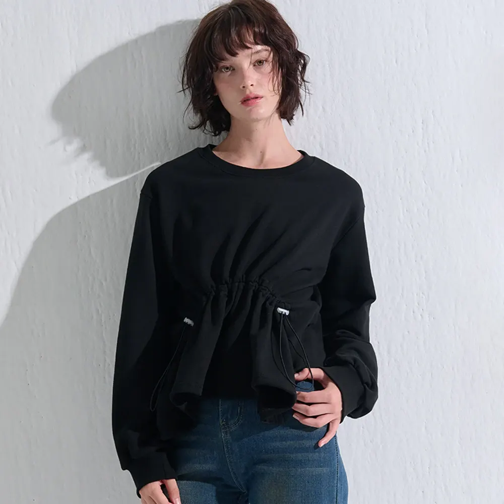 SHIRRING SWEATSHIRT BLACK